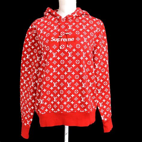 louis vuitton red and white hoodie|louis v monogram hoodie.